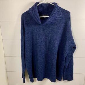 Banana Rebublic‎ Sweater Womens XL Blue Cowl Asymmetric Neck Cozy Fisherman